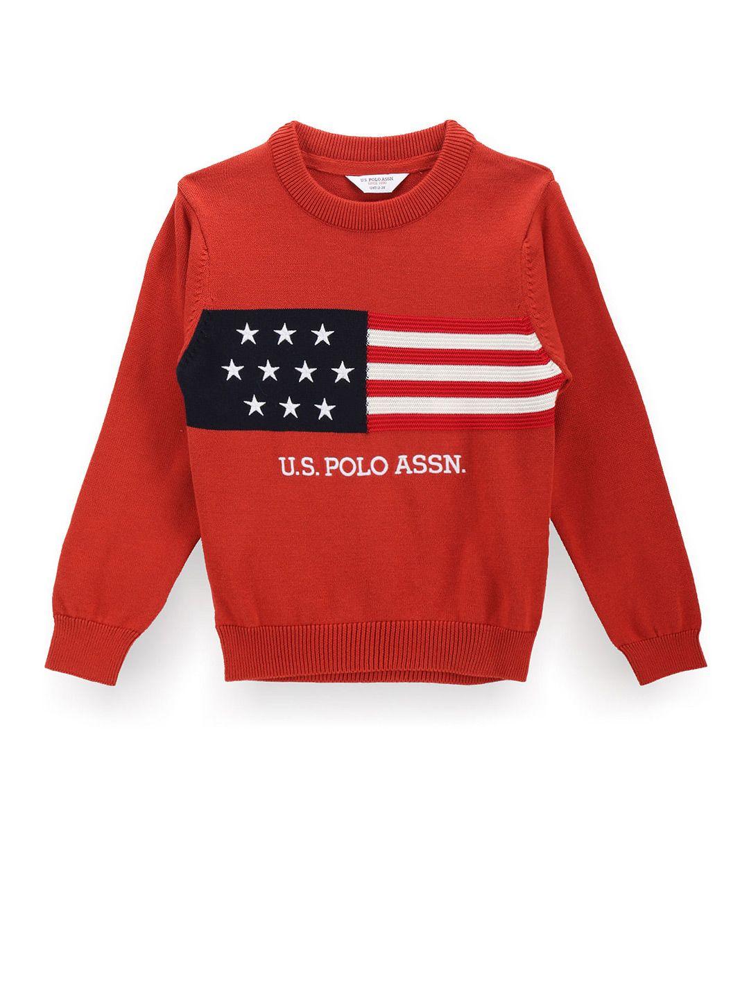 u.s. polo assn. kids boys printed pure cotton pullover sweater