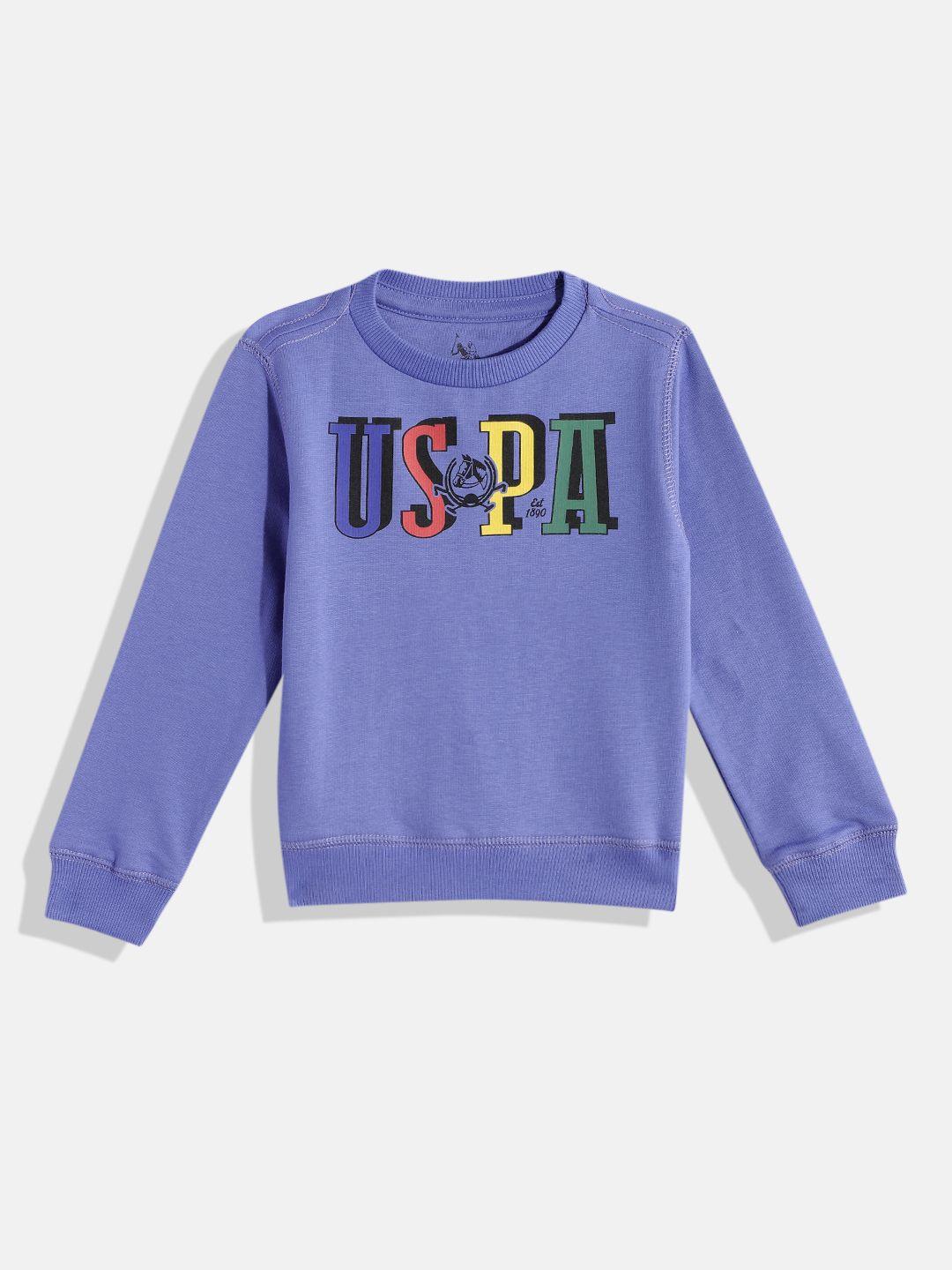 u.s. polo assn. kids boys purple printed pure cotton sweatshirt