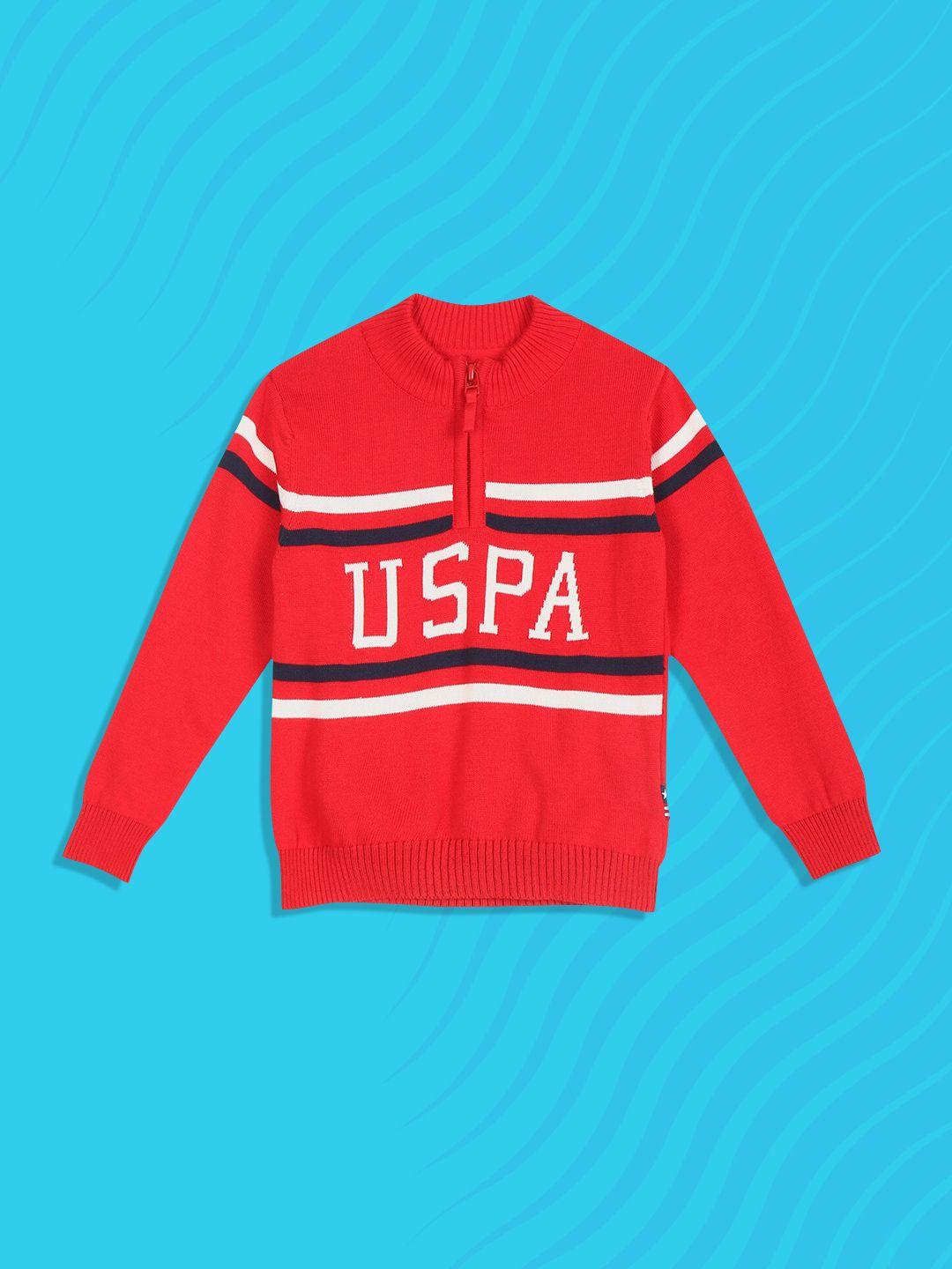 u.s. polo assn. kids boys red & white striped pullover sweater