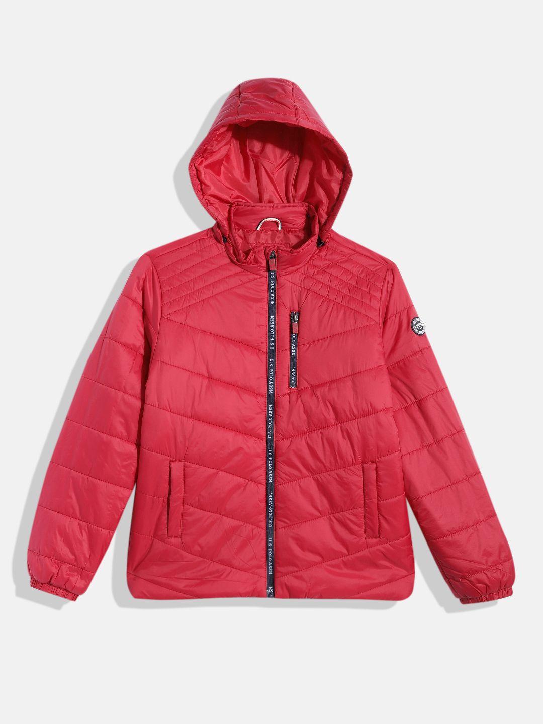 u.s. polo assn. kids boys red solid puffer jacket