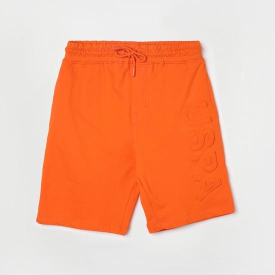 u.s. polo assn. kids boys solid embossed elasticated casual shorts