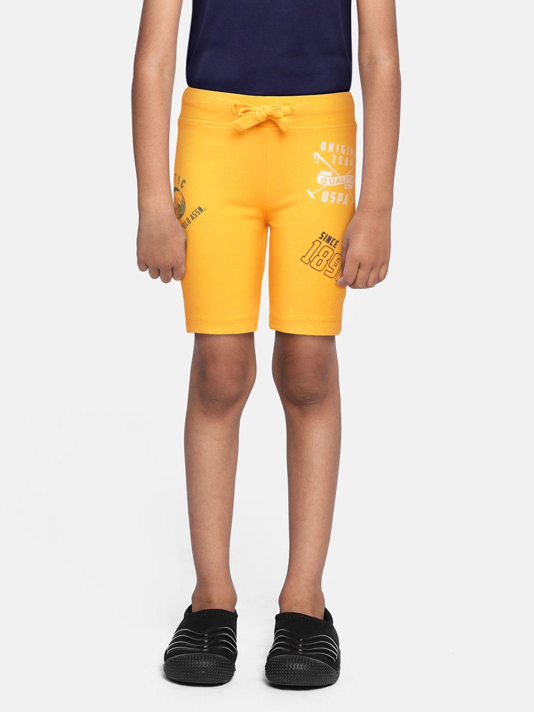 u.s. polo assn. kids boys yellow printed pure cotton shorts