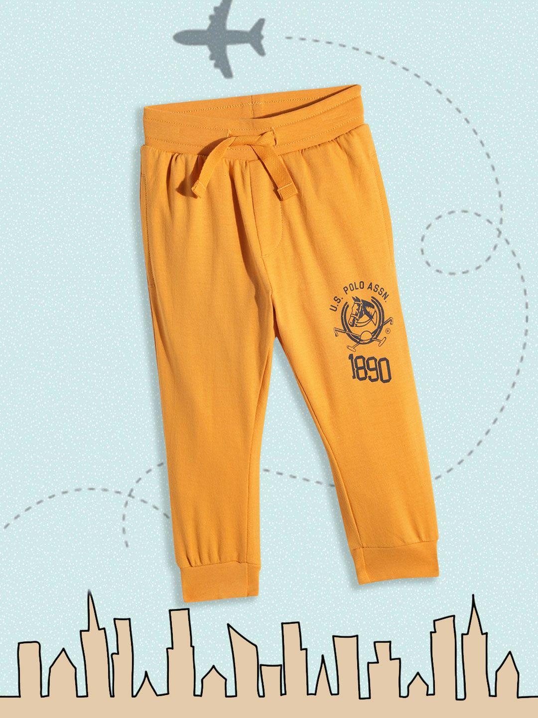 u.s. polo assn. kids boys yellow pure cotton solid joggers