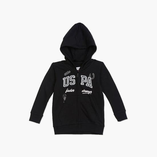 u.s. polo assn. kids girls brand print sweatshirt with hoodie
