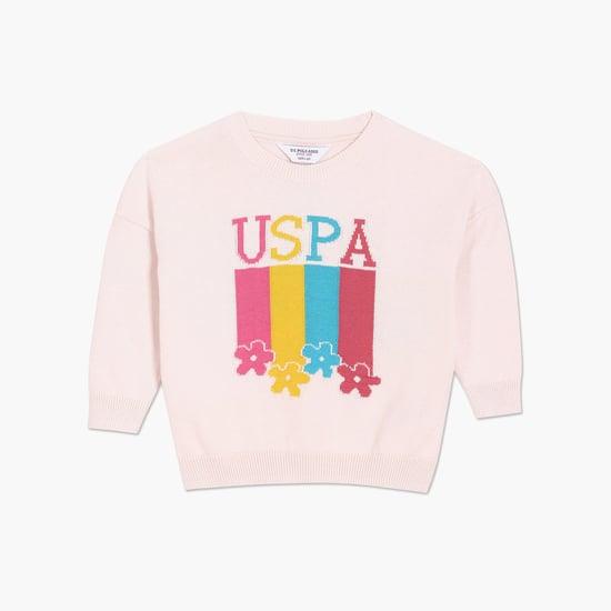 u.s. polo assn. kids girls printed sweater