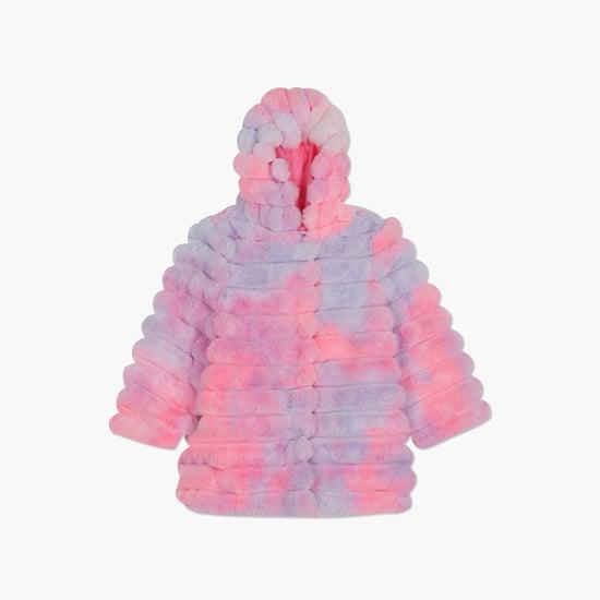 u.s. polo assn. kids girls textured tie and dye printed hooded jacket