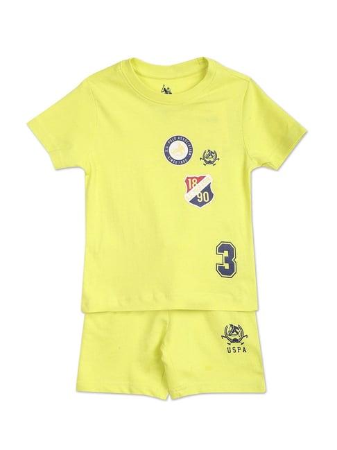 u.s. polo assn. kids green printed t-shirt with shorts