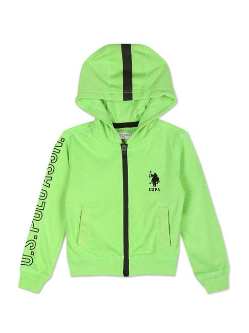 u.s. polo assn. kids light green solid full sleeves hoodie