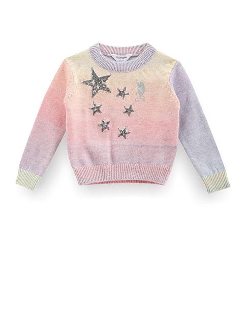 u.s. polo assn. kids multicolor embellished full sleeves sweater