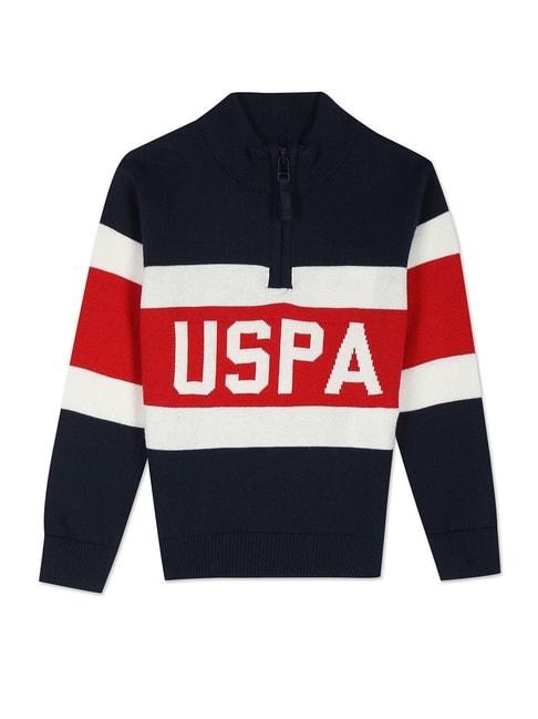 u.s.-polo-assn.-kids-navy-&-red-self-design-full-sleeves-sweater