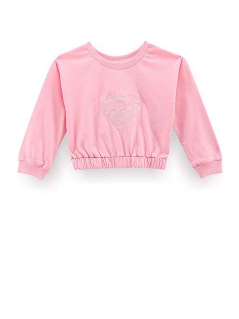 u.s. polo assn. kids pink cotton printed full sleeves t-shirt