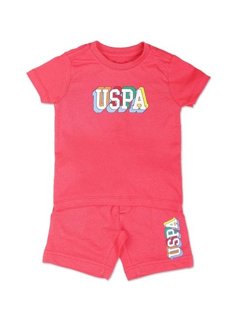 u.s. polo assn. kids pink printed t-shirt with shorts