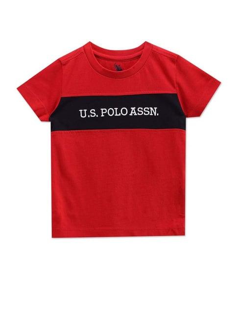 u.s. polo assn. kids red cotton embroidered t-shirt