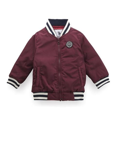 u.s. polo assn. kids red solid full sleeves bomber jacket