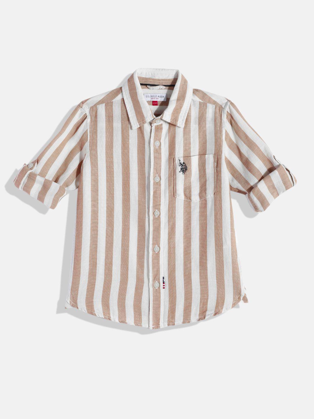 u.s. polo assn. kids white striped casual shirt