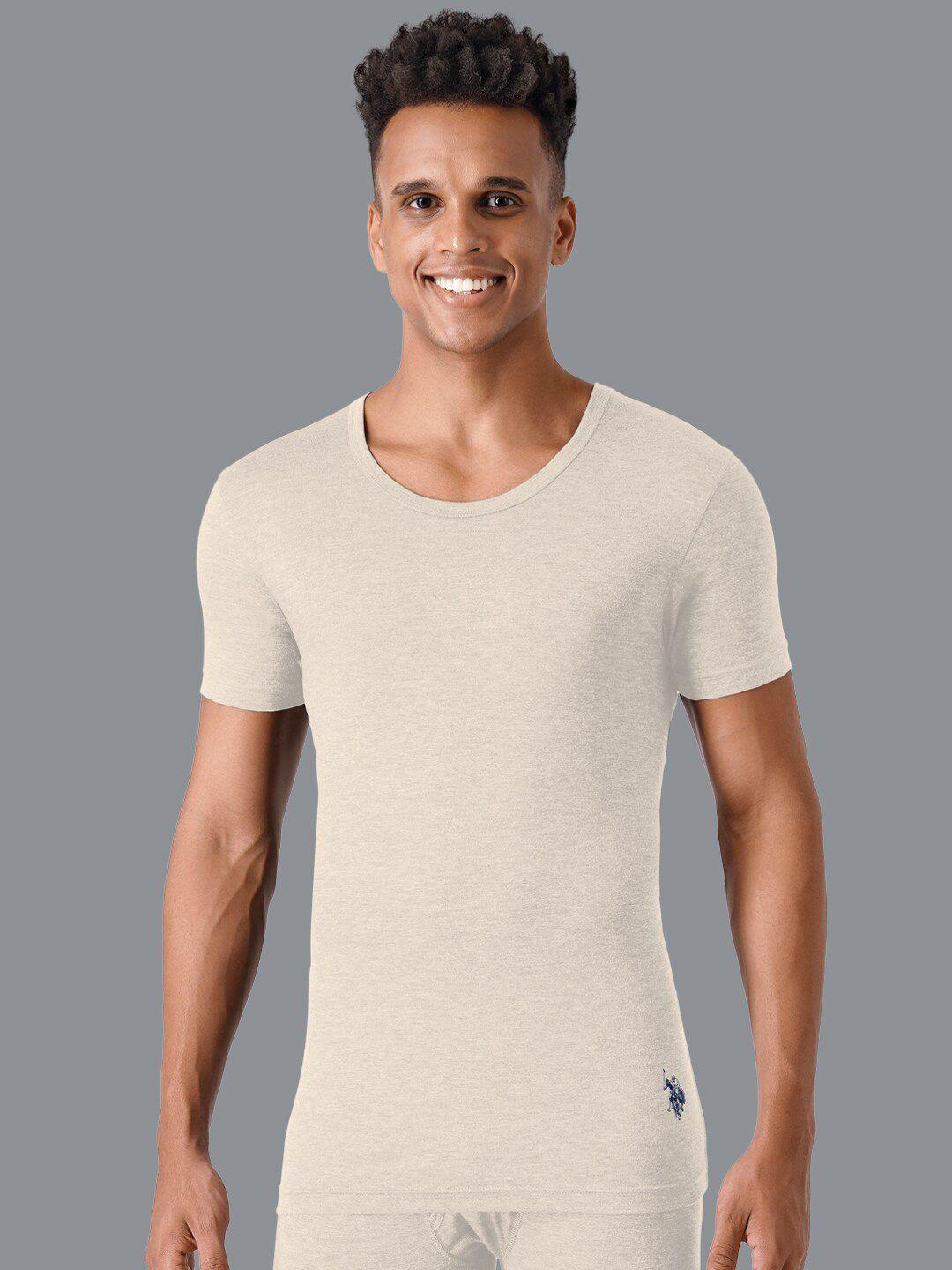 u.s.-polo-assn.-men-beige-colored-solid-thermal-tops