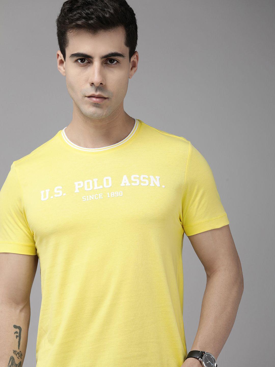 u.s. polo assn. men brand logo printed pure cotton slim fit t-shirt