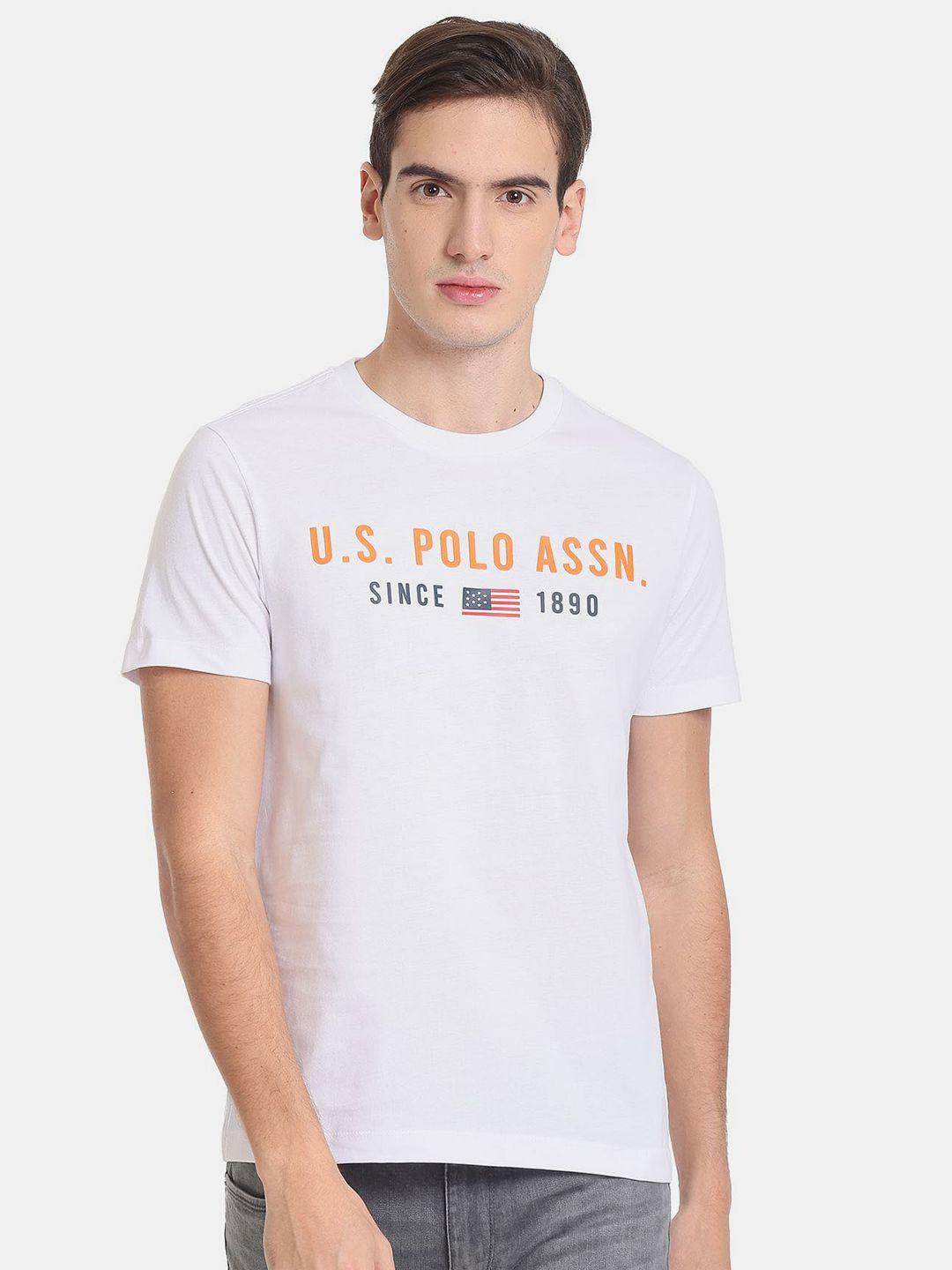 u.s. polo assn. men brand logo printed slim fit pure cotton t-shirt