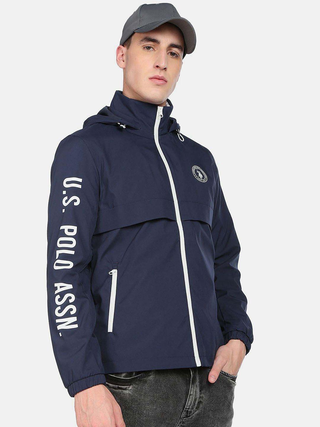 u.s. polo assn. men brand print detachable hood sporty jacket