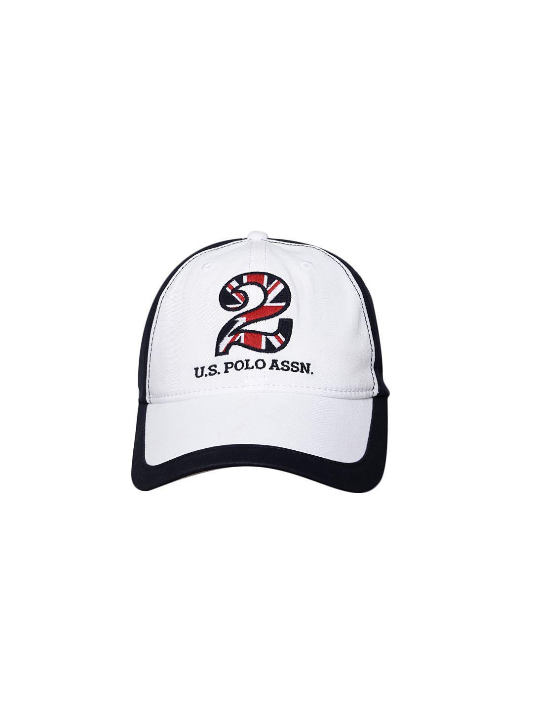 u.s. polo assn. men navy blue & white colourblocked baseball cap