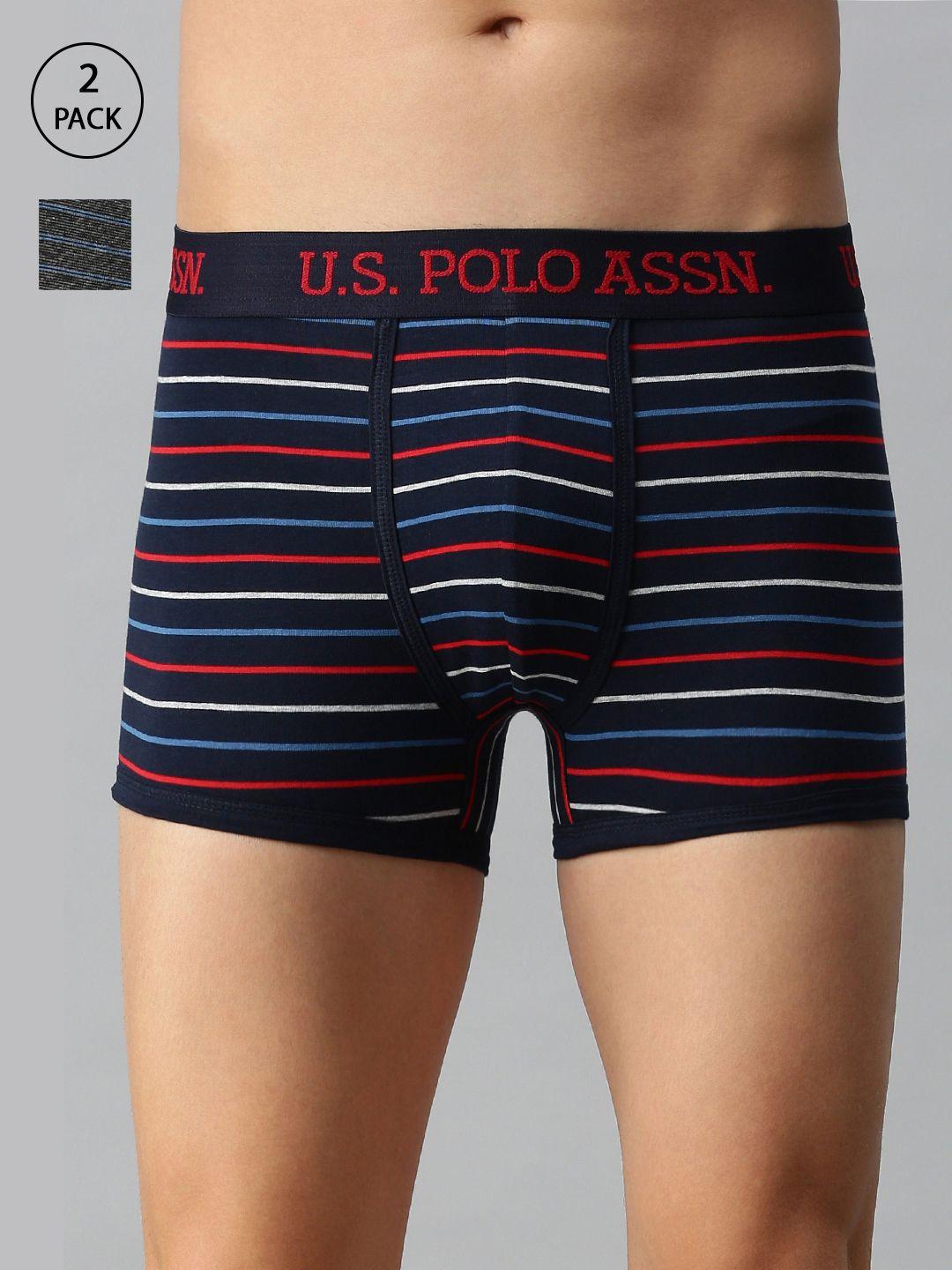 u.s. polo assn. men pack of 2 assorted striped trunks i004-br0-p2