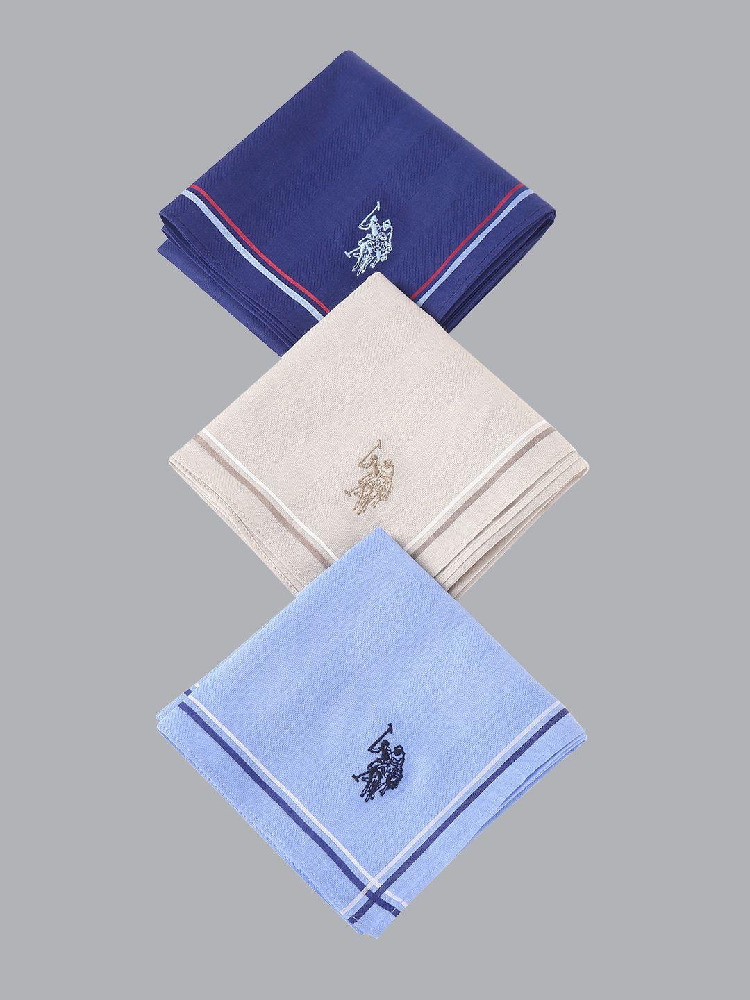 u.s. polo assn. men pack of 3 assorted cotton handkerchiefs