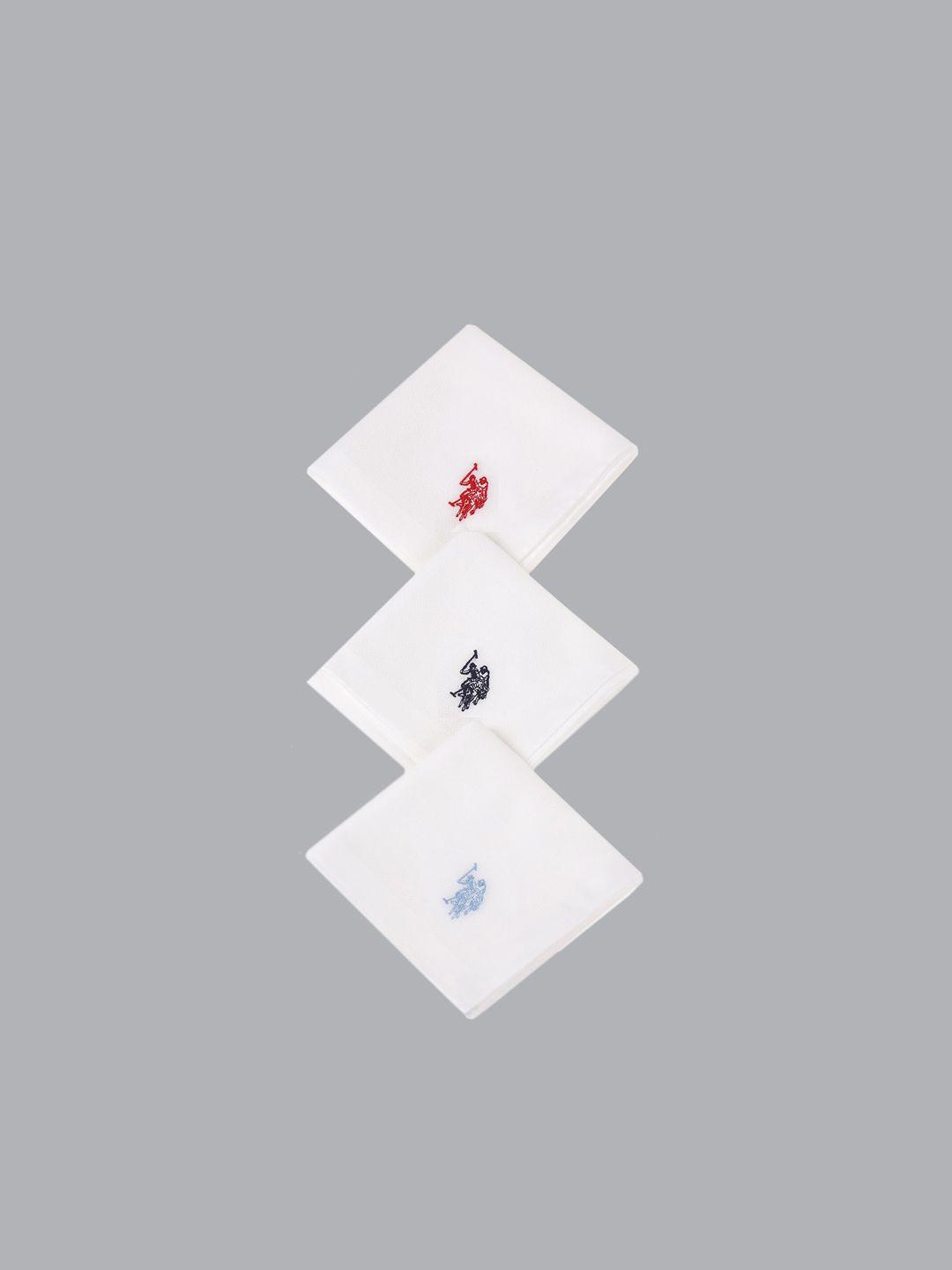 u.s. polo assn. men pack of 3 embroidered pure cotton handkerchiefs