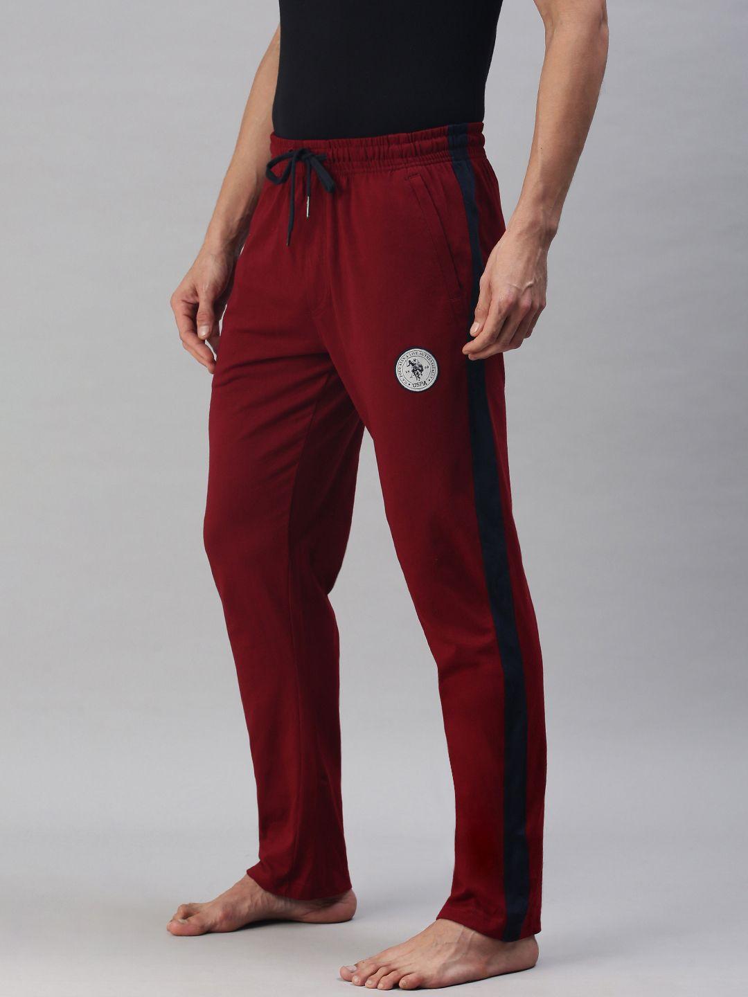 u.s. polo assn. men red solid lounge pants