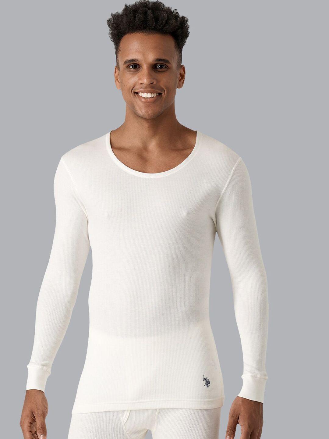 u.s. polo assn. men white solid cotton thermal top