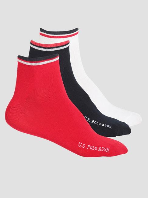 u.s. polo assn. multicolor ankle length socks - pack of 3