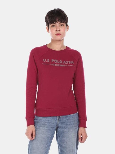 u.s. polo assn. red full sleeves round neck sweatshirt