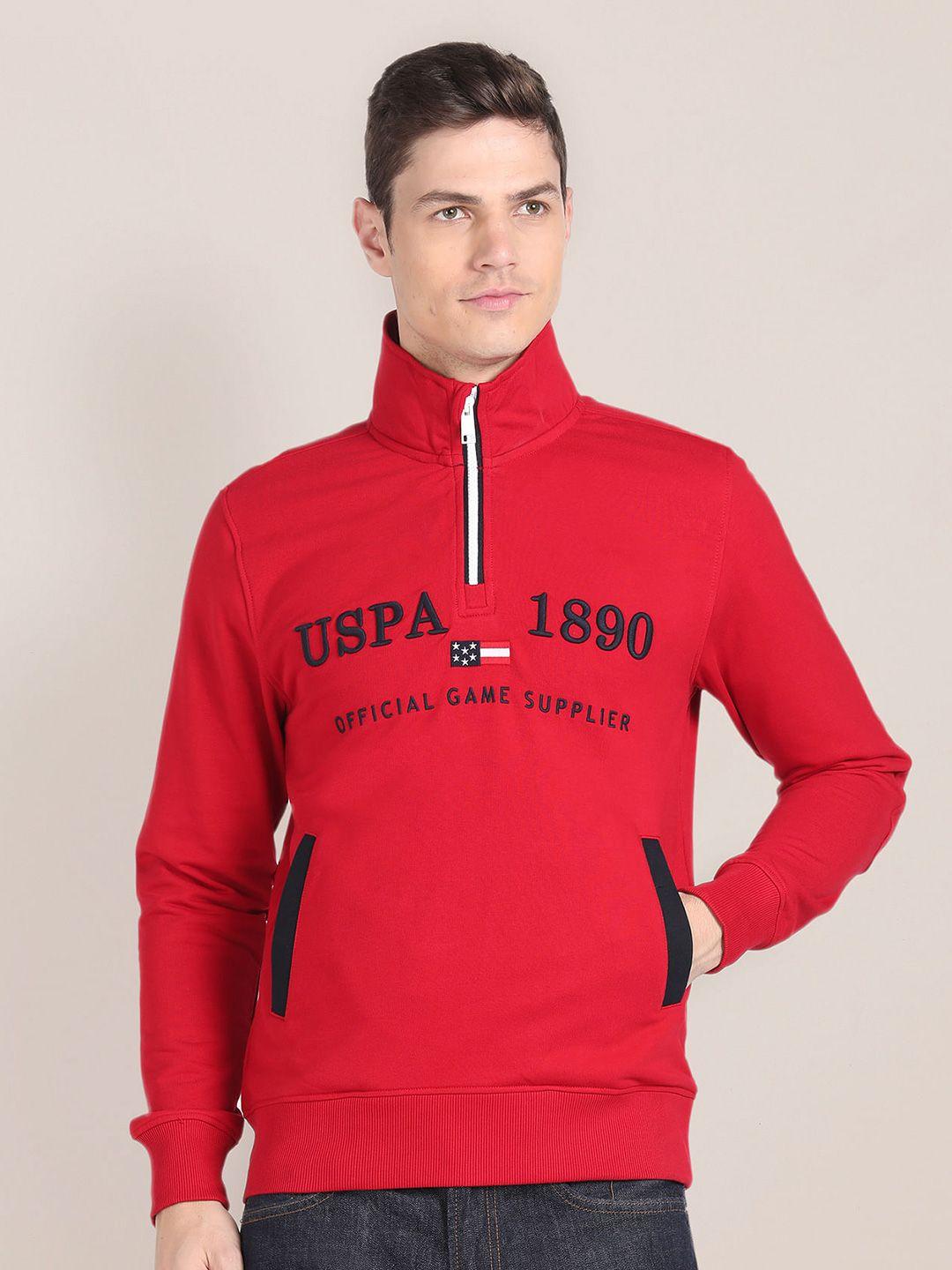 u.s. polo assn. typography embroidered high neck pullover