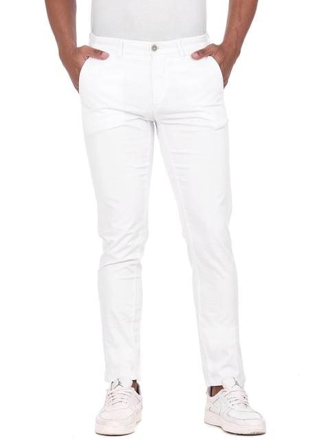u.s. polo assn. white regular fit flat front trousers