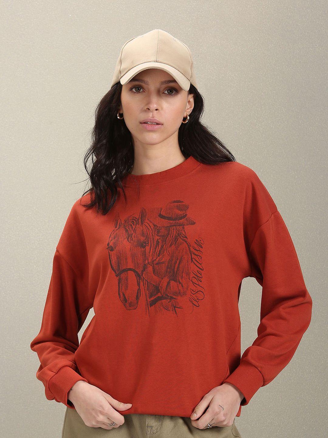 u.s. polo assn. women graphic printed pullover sweatshirt