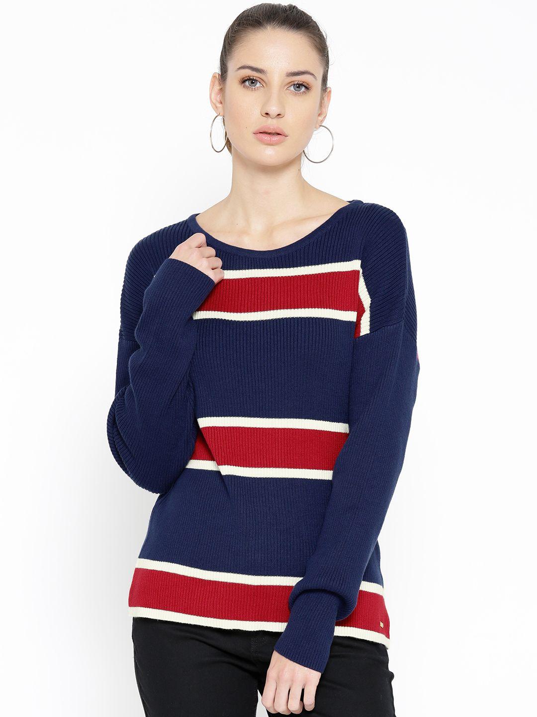 u.s. polo assn. women navy blue & red sweater