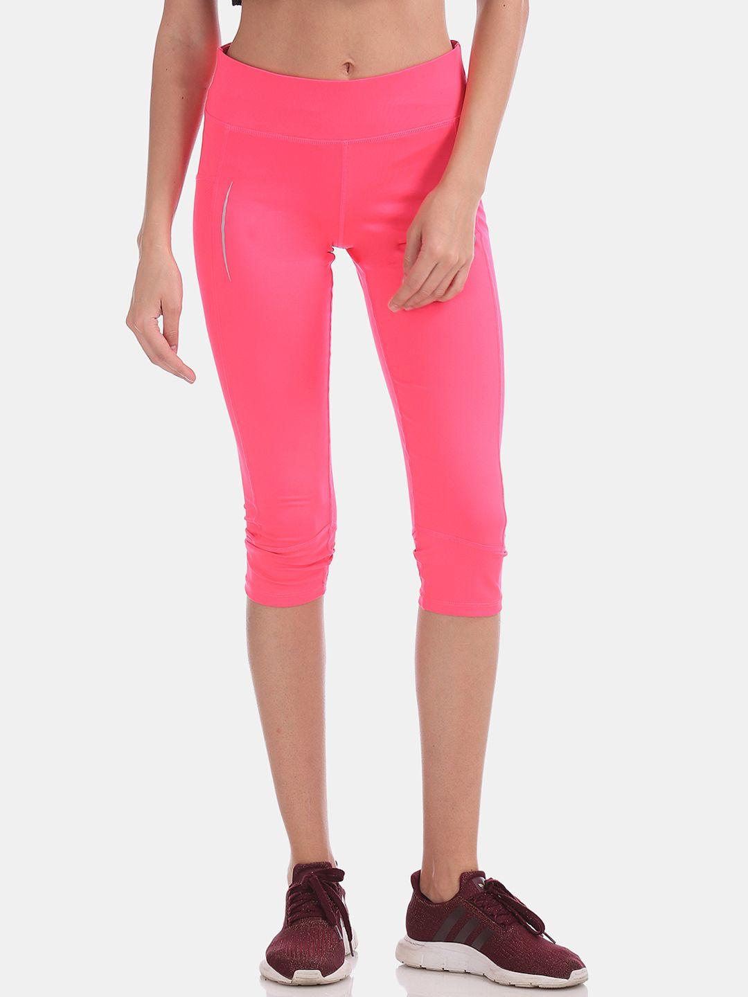 u.s. polo assn. women pink solid active cropped tights
