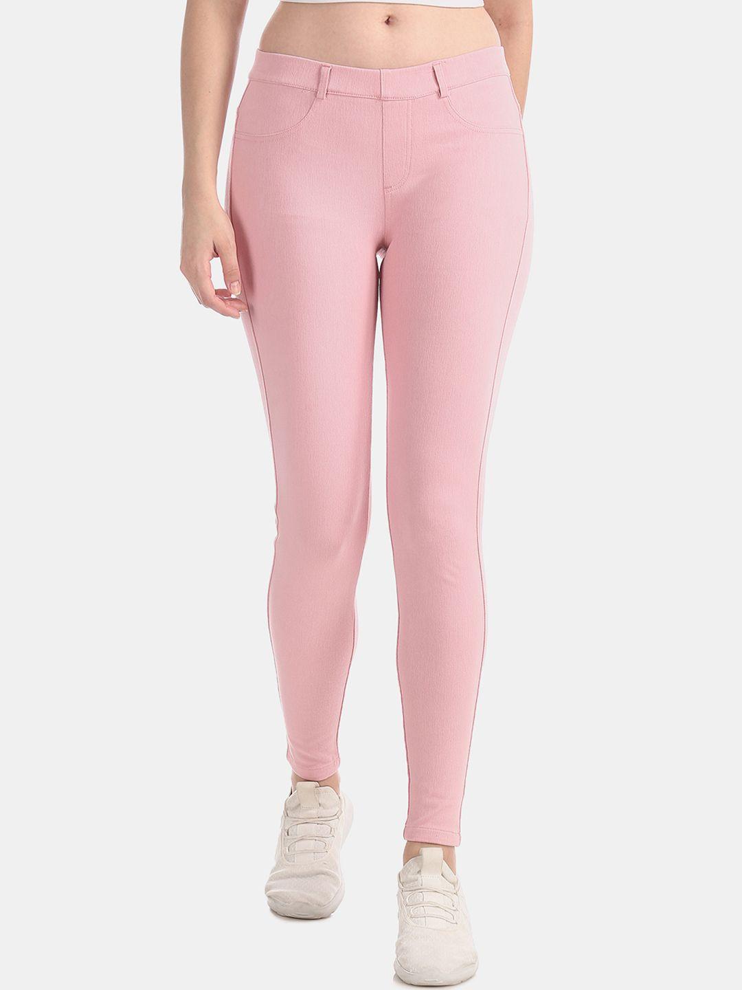 u.s. polo assn. women pink solid slim fit treggings