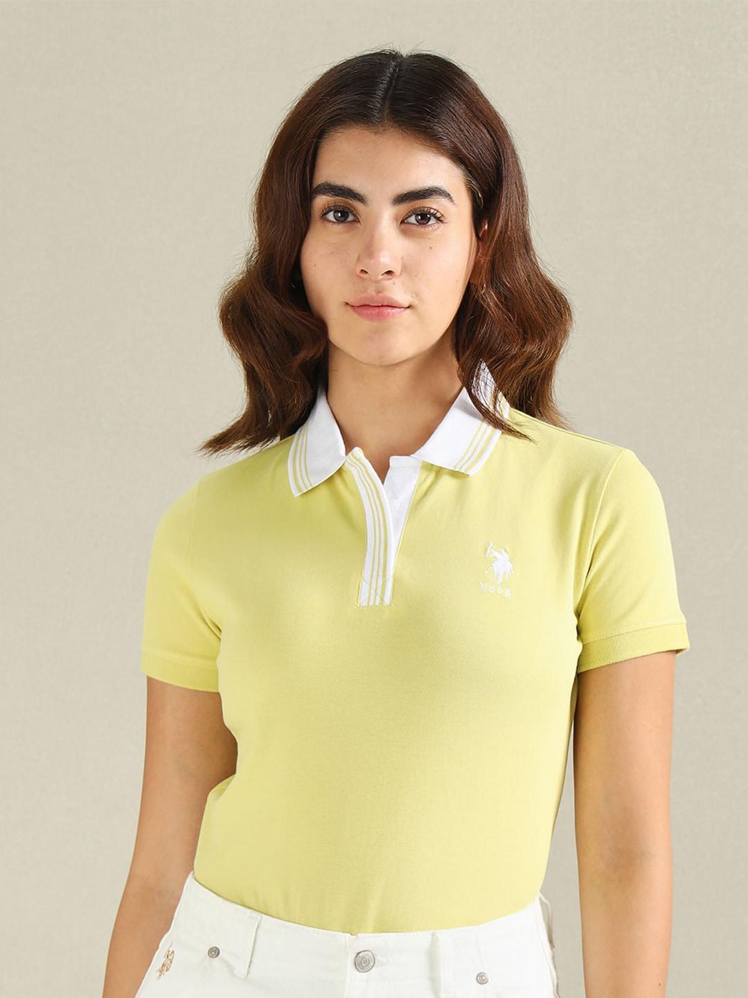u.s. polo assn. women polo collar cotton t-shirt