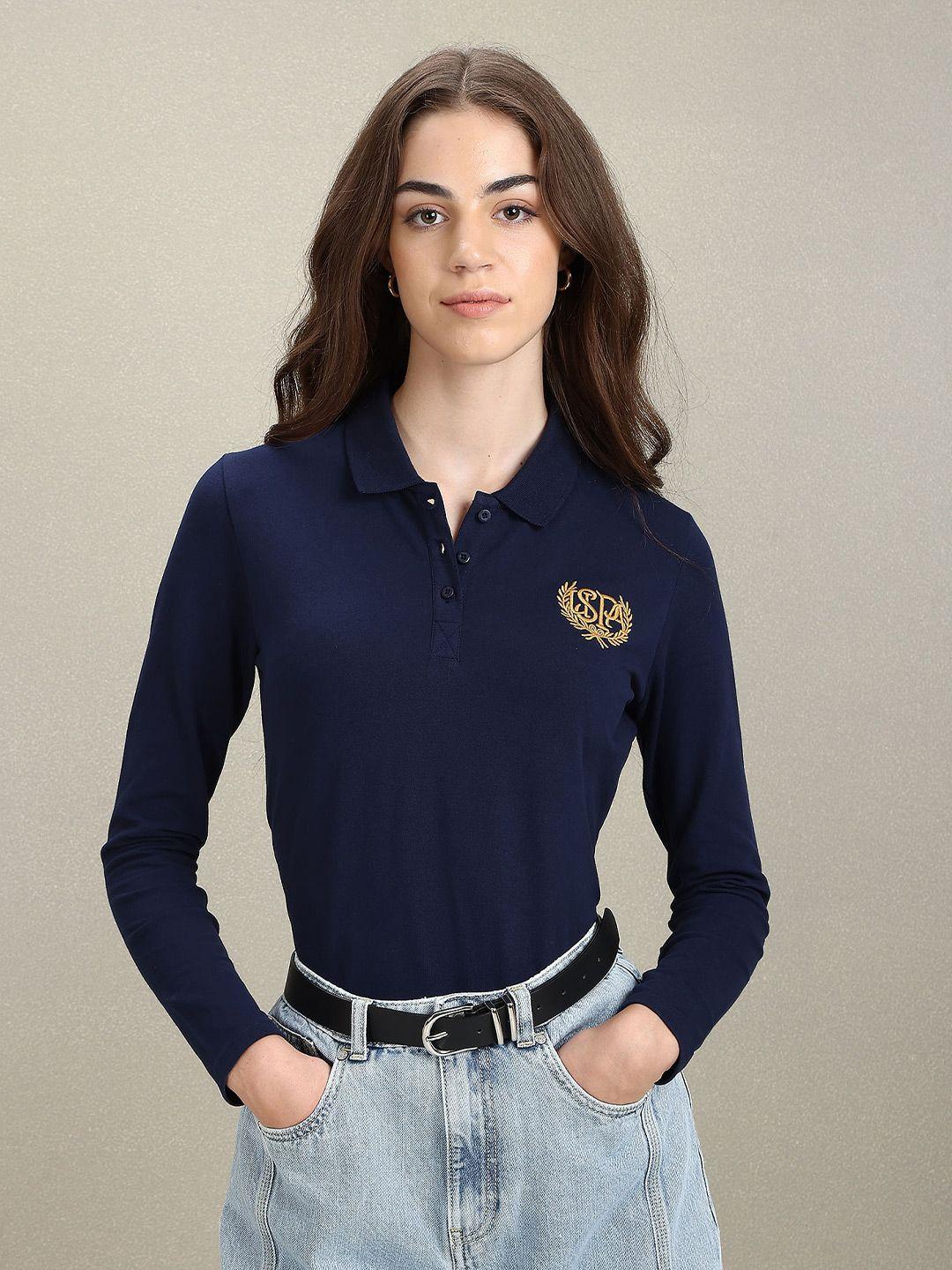u.s. polo assn. women polo collar slim fit cotton casual t-shirt