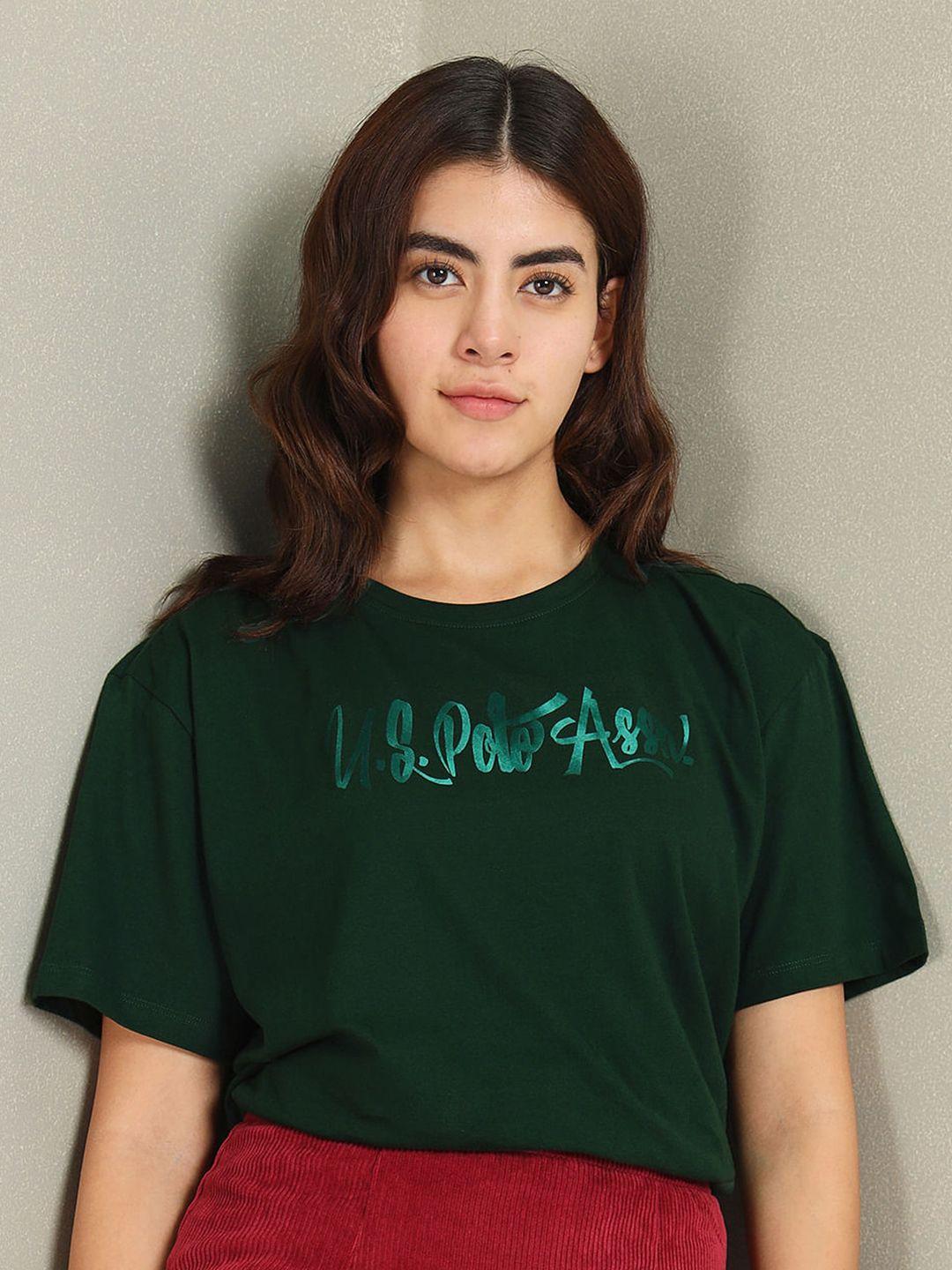 u.s. polo assn. women printed round neck t-shirt