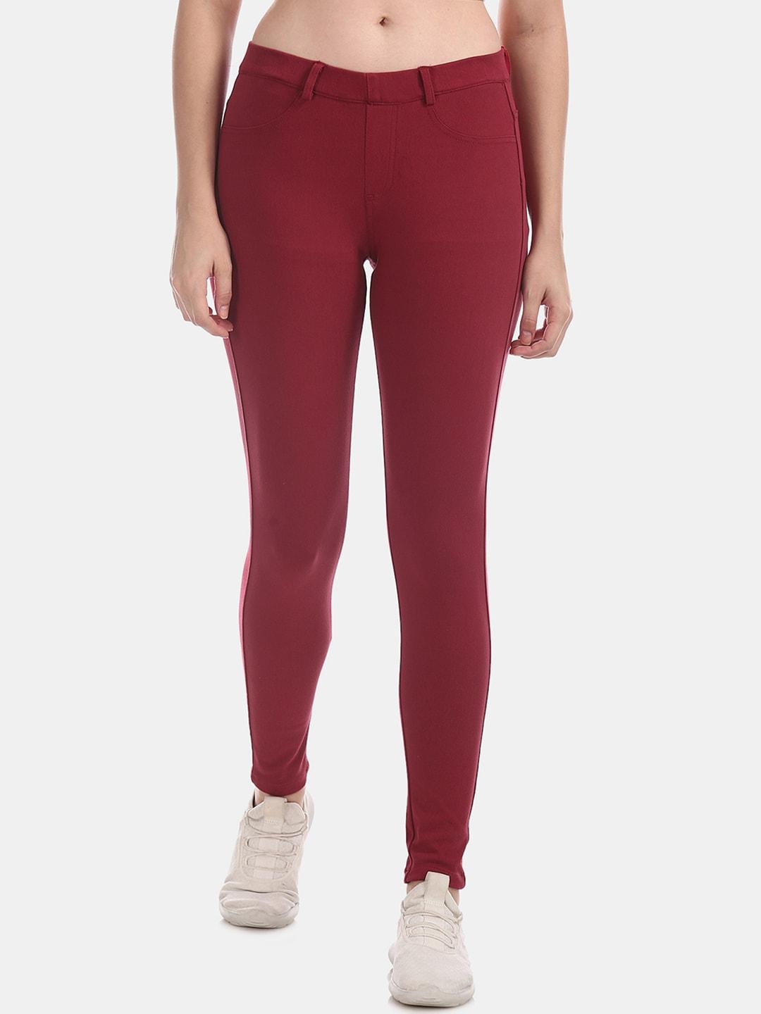 u.s. polo assn. women red slim fit solid treggings