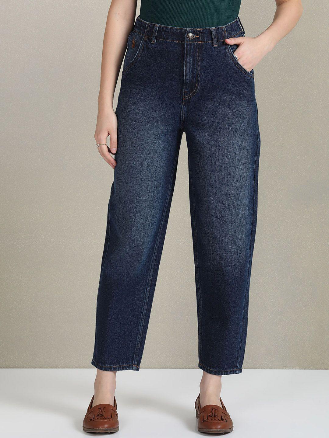 u.s. polo assn. women slouchy fit high-rise light fade cotton jeans