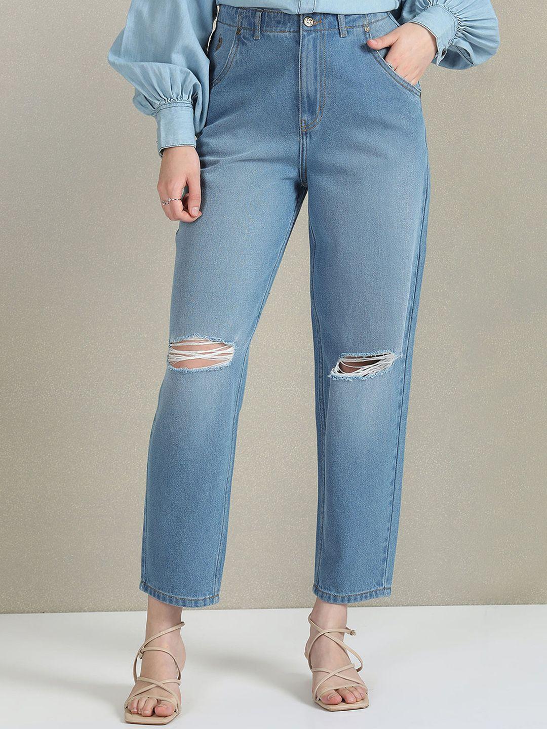 u.s. polo assn. women slouchy fit high-rise slash knee heavy fade cotton jeans