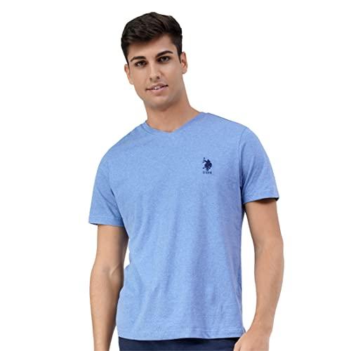 u.s. polo assn mens v-neck embroidered logo i638 lounge t-shirt - pack of 1 (blue melange l)