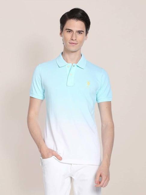 u.s. polo assn. aqua & white slim fit polo t-shirt