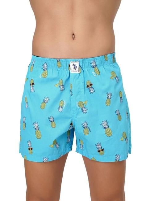 u.s. polo assn. aqua cotton regular fit printed boxers