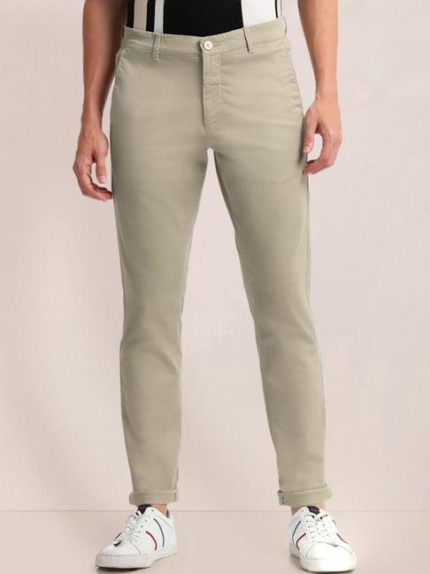 u.s. polo assn. beige cotton slim fit printed chinos