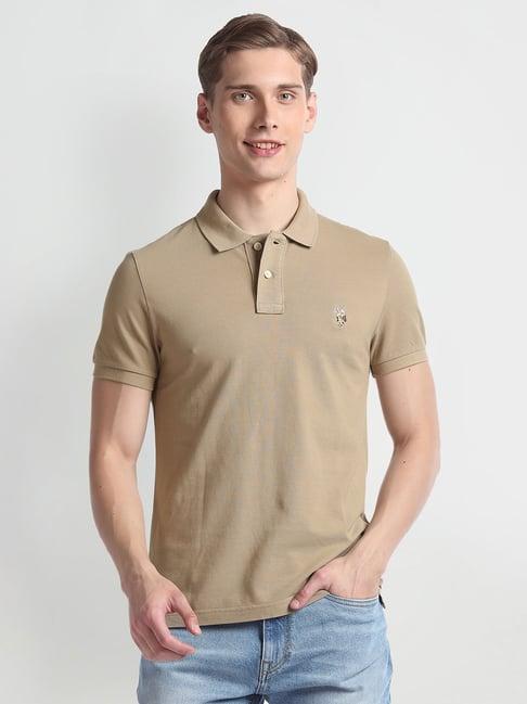 u.s. polo assn. beige muscle fit polo t-shirt