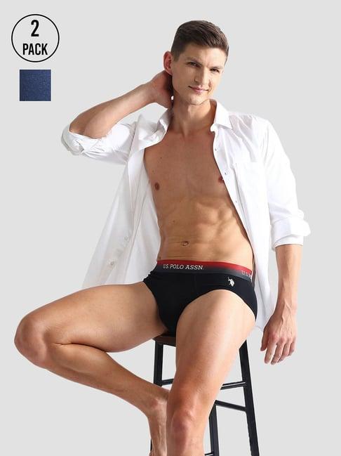 u.s. polo assn. black & navy regular fit briefs - pack of 2