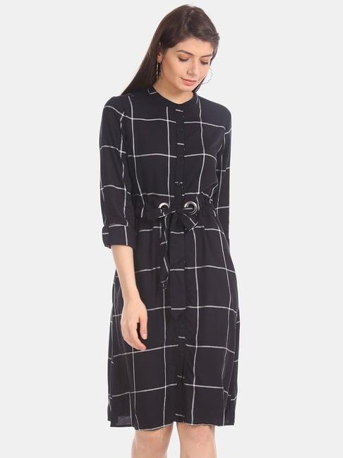 u.s. polo assn. black checks above knee shirt dress